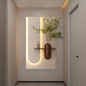 Adjustable 3-Color LED Sandstone Wall Decor with Simulated Green Plants - 3D Art Sculpture, Glass Vase & Rabbit Statue Adjustable 3-Color LED Sandstone Wall Decor with Simulated Green Plants - 3D Art Sculpture, Glass Vase & Rabbit Statue