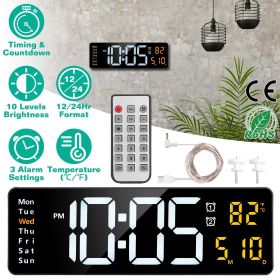 15.7in LED Digital Wall Clock with Remote Control 10 Level Brightness 3 Alarm Settings 12/24Hr Format Timing Countdown Temperature Calendar Displ 15.7in LED Digital Wall Clock with Remote Control 10 Level Brightness 3 Alarm Settings 12/24Hr Format Timing Countdown Temperature Calendar Displ